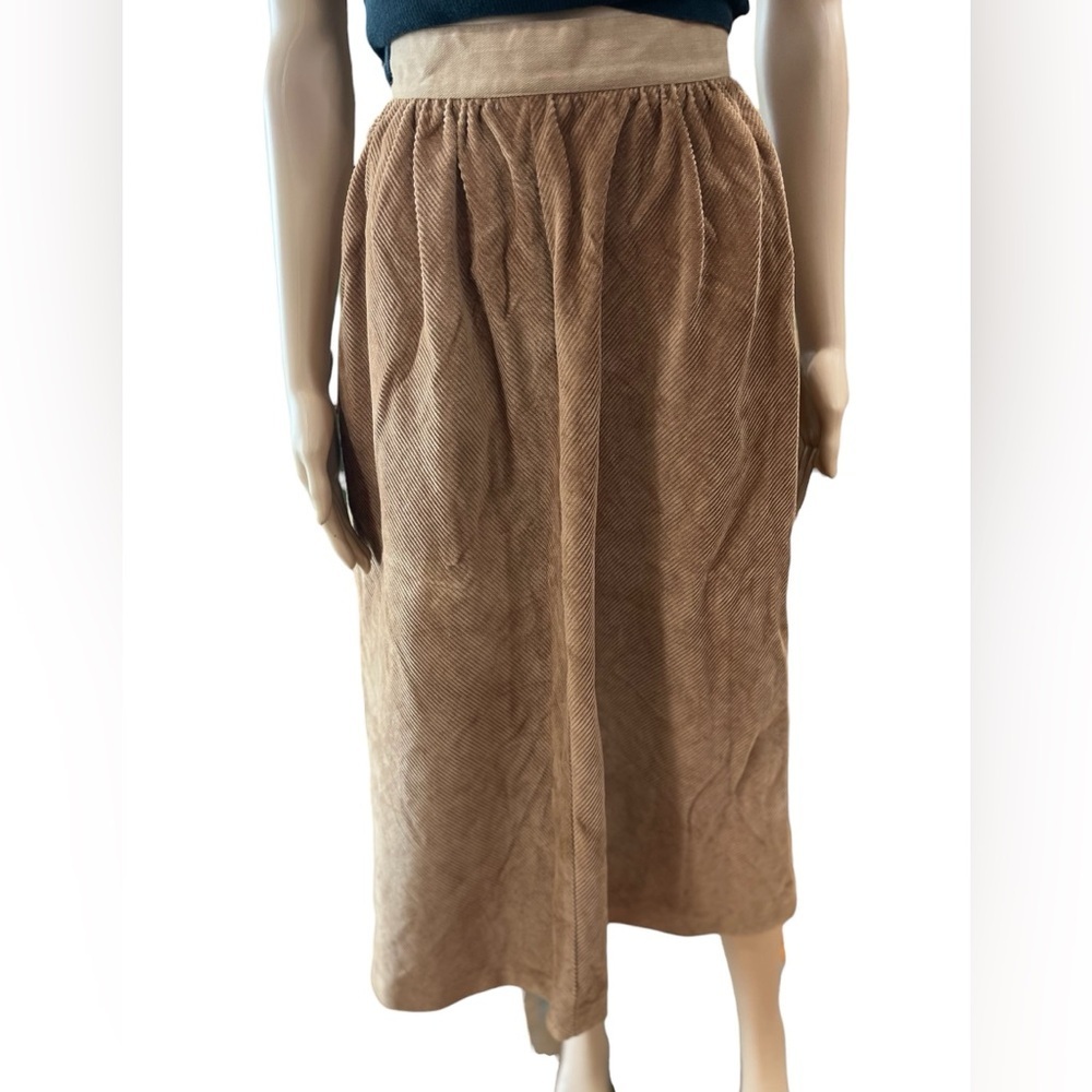 High waisted corduroy tan bubble skirt vintage SM